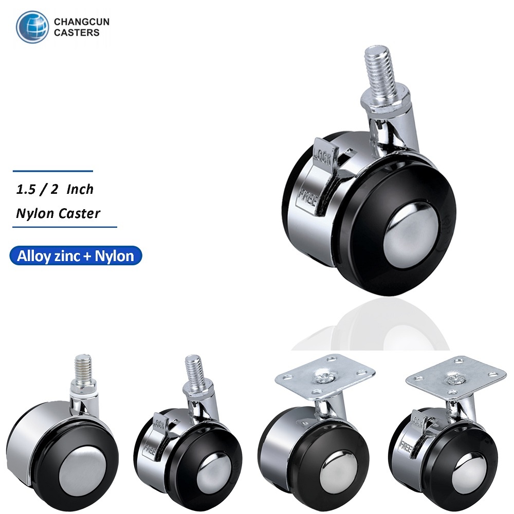 Modern Design Furniture Casters Alloy Nylon Wheels Swivel Caster With Brake
