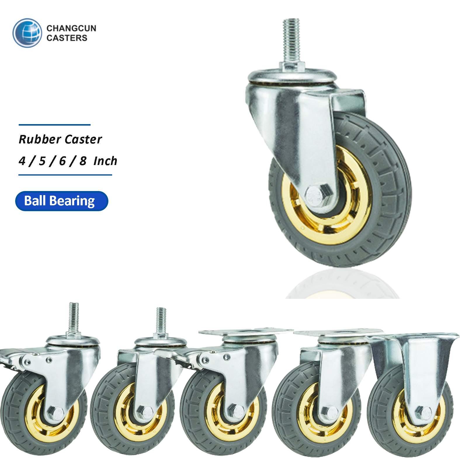 Schwenk-Bremse Geräuschlose Rollen für schwere Rollen, 800kg, 5-Zoll-Rollen mit Bremsen für Krankenhaus produkte