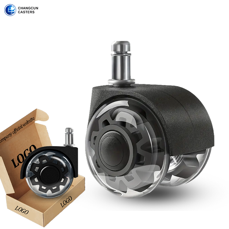 2 Inch Black Furniture Casters Double Wheels High Load Bearing 50kg PU Castor Black Business Modern Office Chair Caster Wheel