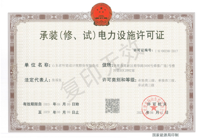 Three-level license for installation (repair and test) of power facilities