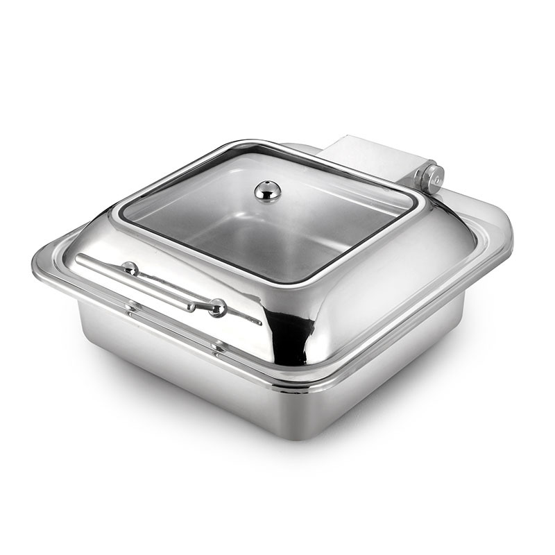 Mechanical Hinge Square Chafing Dish With Glass Window