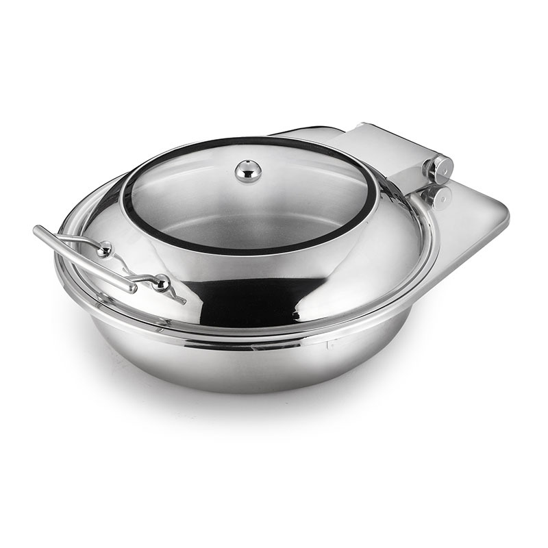 Mechanical Hinge Round Chafing Dish With Glass Window