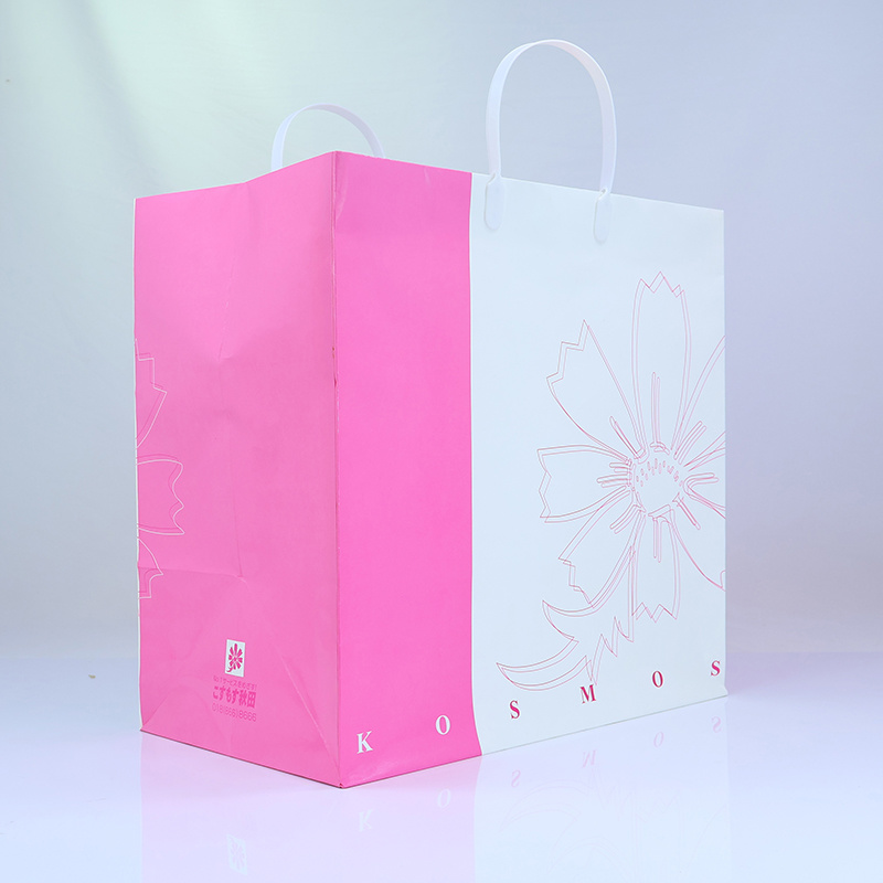 Fast Delivery Custom Print Logo with Plastic Handle Custom Packaging pink Paper Bags