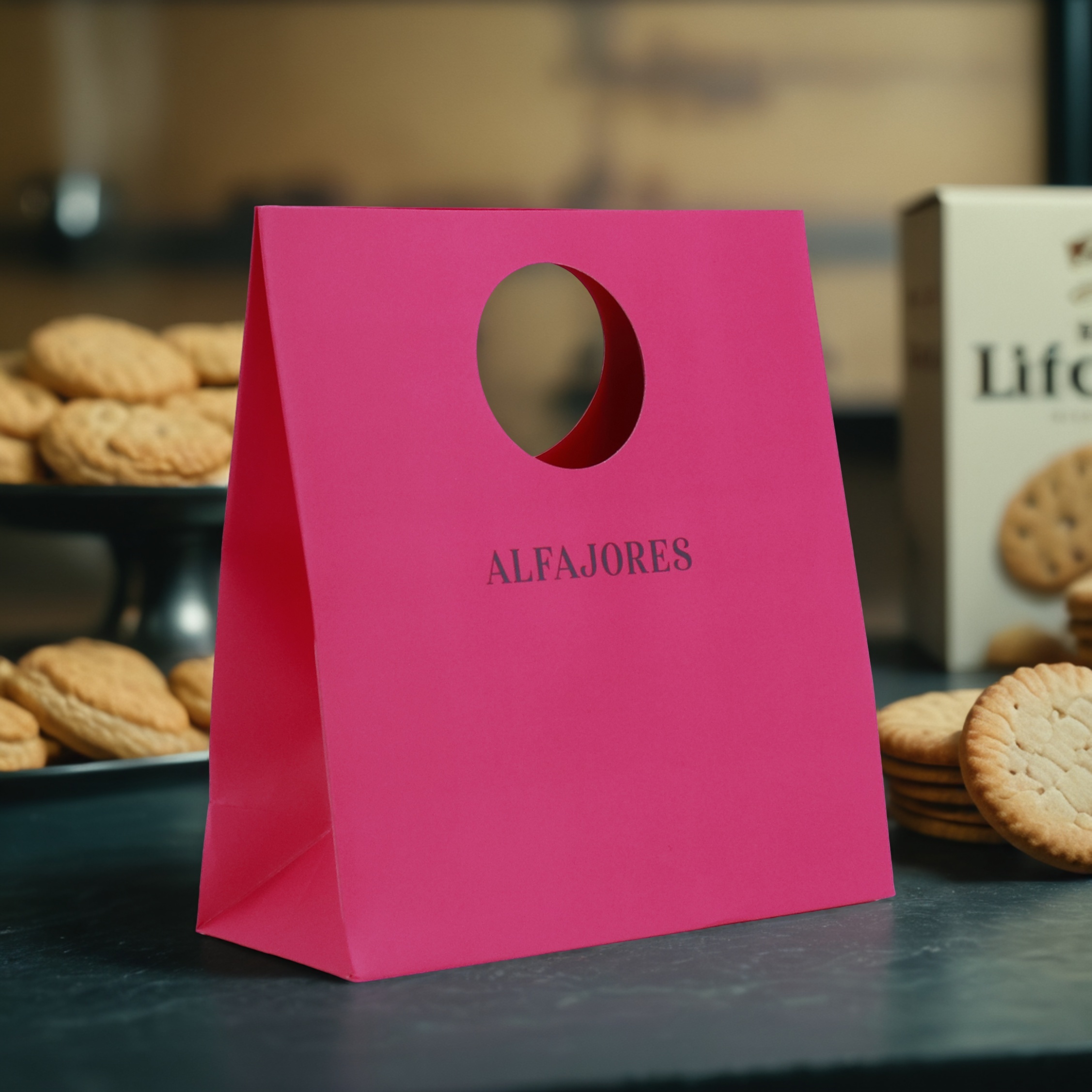 Latest Stylish packaging Printing design shopping circular die-cut handle gift custom logo luxury Food bread cookie Paper Bags