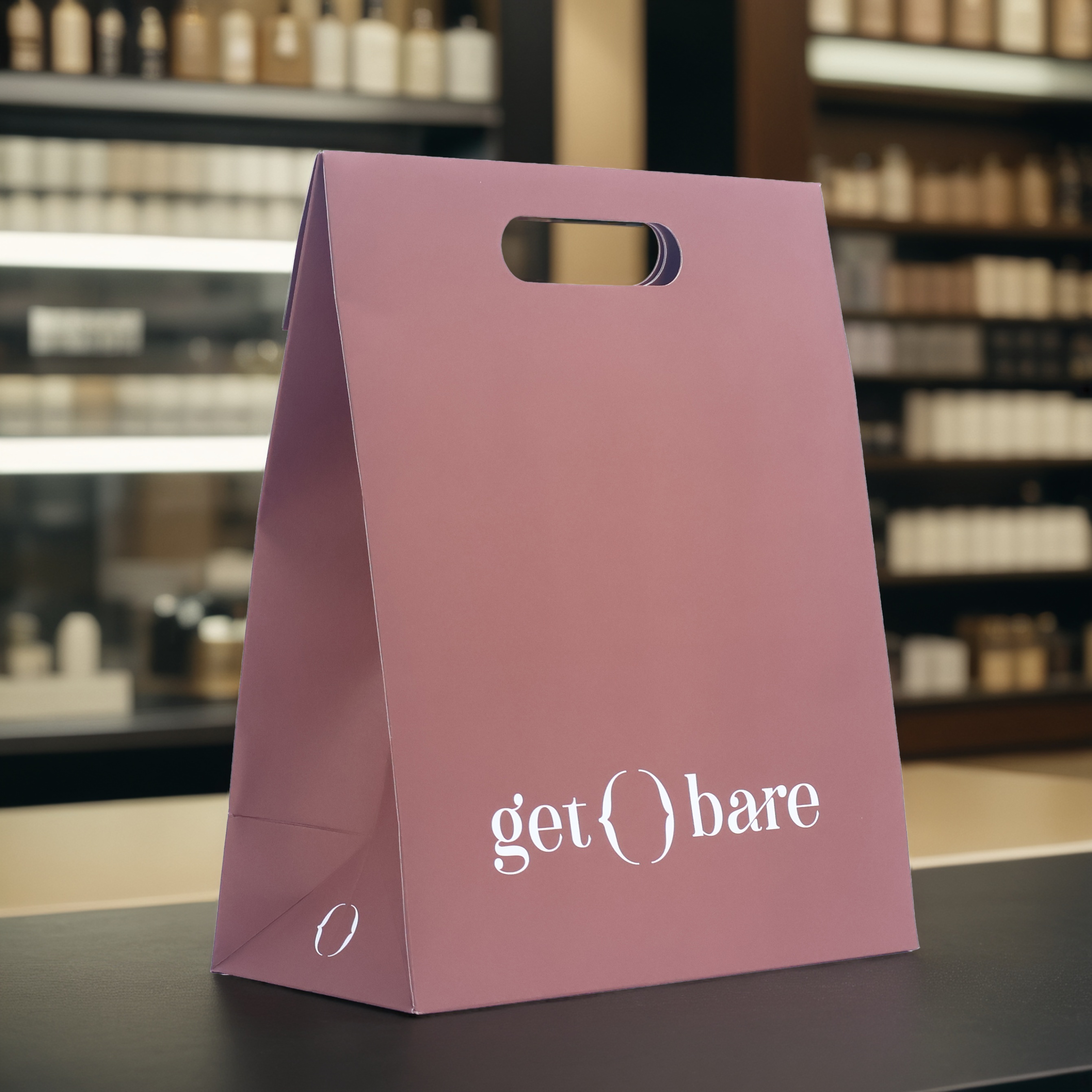 Brown die cut paper bag