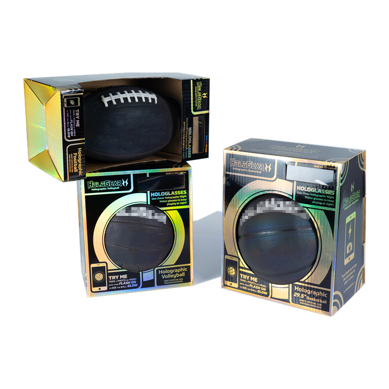 Volleyball Basketball Soccer Football Packaging Corrugated Paperboard Box UV Protection Rigid Style Logo Pattern Free Handles