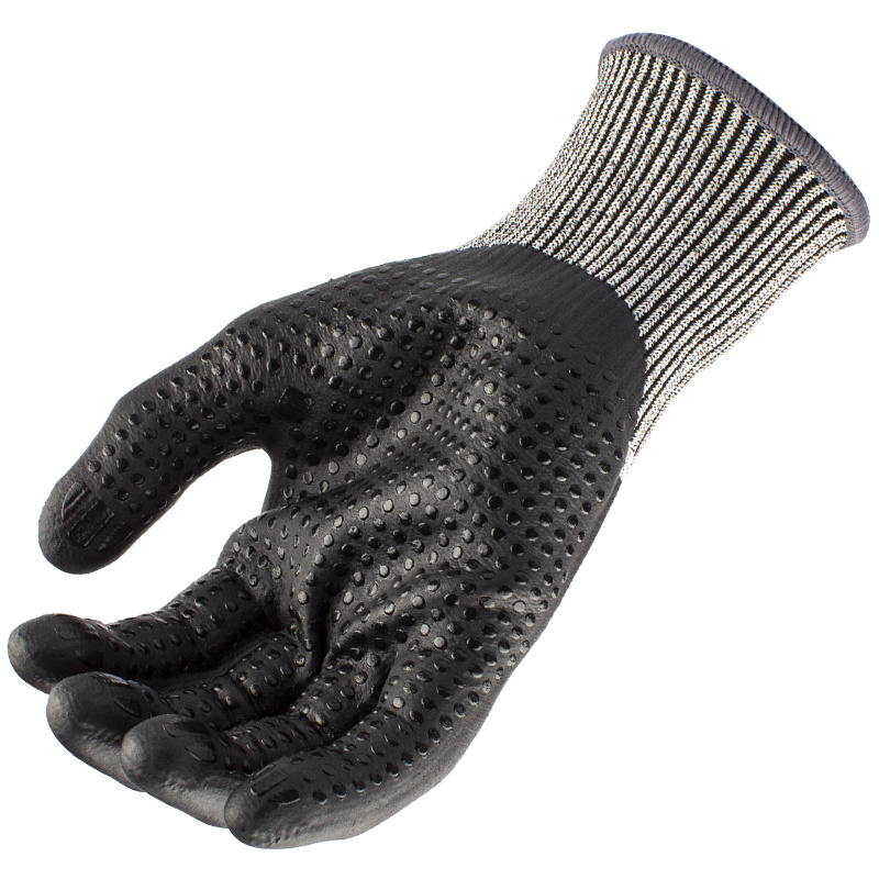 13 Gauge HPPE with Black Foam Nitrile Coating with Dots 13 Gauge HPPE with Black Foam Nitrile Coating with Dots