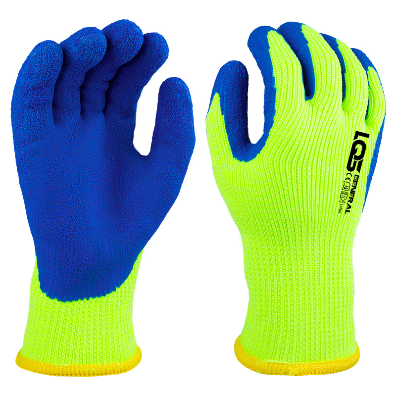 Hi-vis 10 Gauge Acrylic Terry with Blue Crinkle Latex Coating Hi-vis 10 Gauge Acrylic Terry with Blue Crinkle Latex Coating