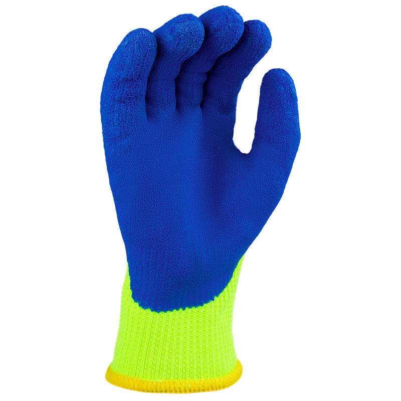 Hi-vis 10 Gauge Acrylic Terry with Blue Crinkle Latex Coating Hi-vis 10 Gauge Acrylic Terry with Blue Crinkle Latex Coating