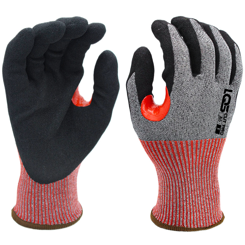 13 Gauge HPPE U2 Knitting with Black Sandy Nitrile Coating Thumb crotch reinforcement