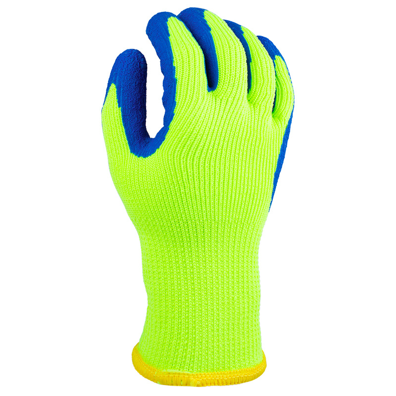 Hi-vis 10 Gauge Acrylic Terry with Blue Crinkle Latex Coating Hi-vis 10 Gauge Acrylic Terry with Blue Crinkle Latex Coating