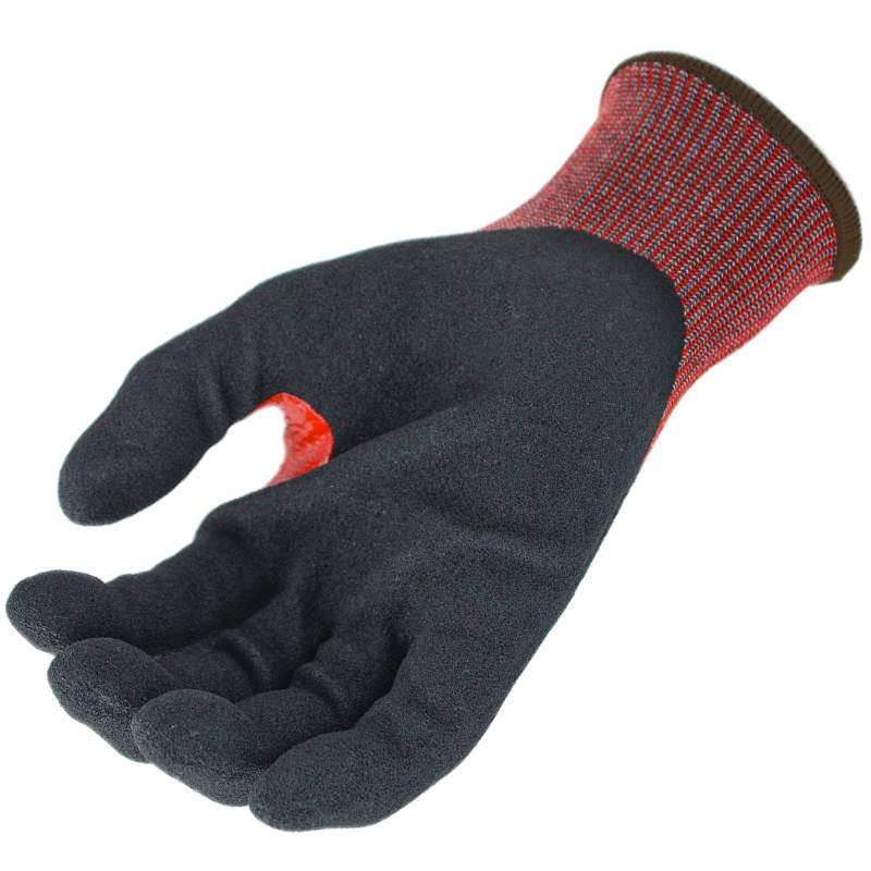 13 Gauge HPPE U2 Knitting with Black Sandy Nitrile Coating Thumb crotch reinforcement