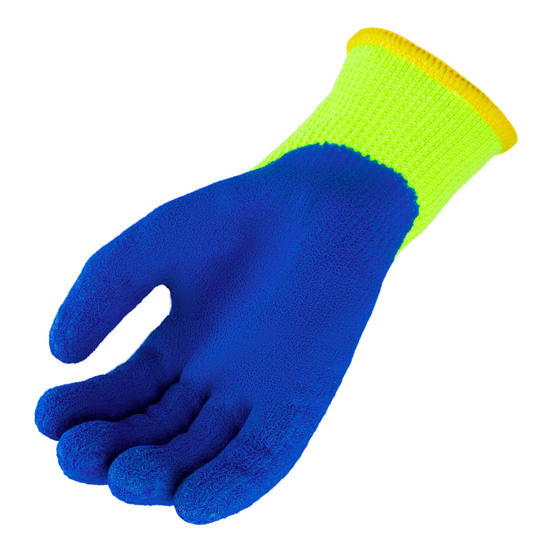 Hi-vis 10 Gauge Acrylic Terry with Blue Crinkle Latex Coating Hi-vis 10 Gauge Acrylic Terry with Blue Crinkle Latex Coating