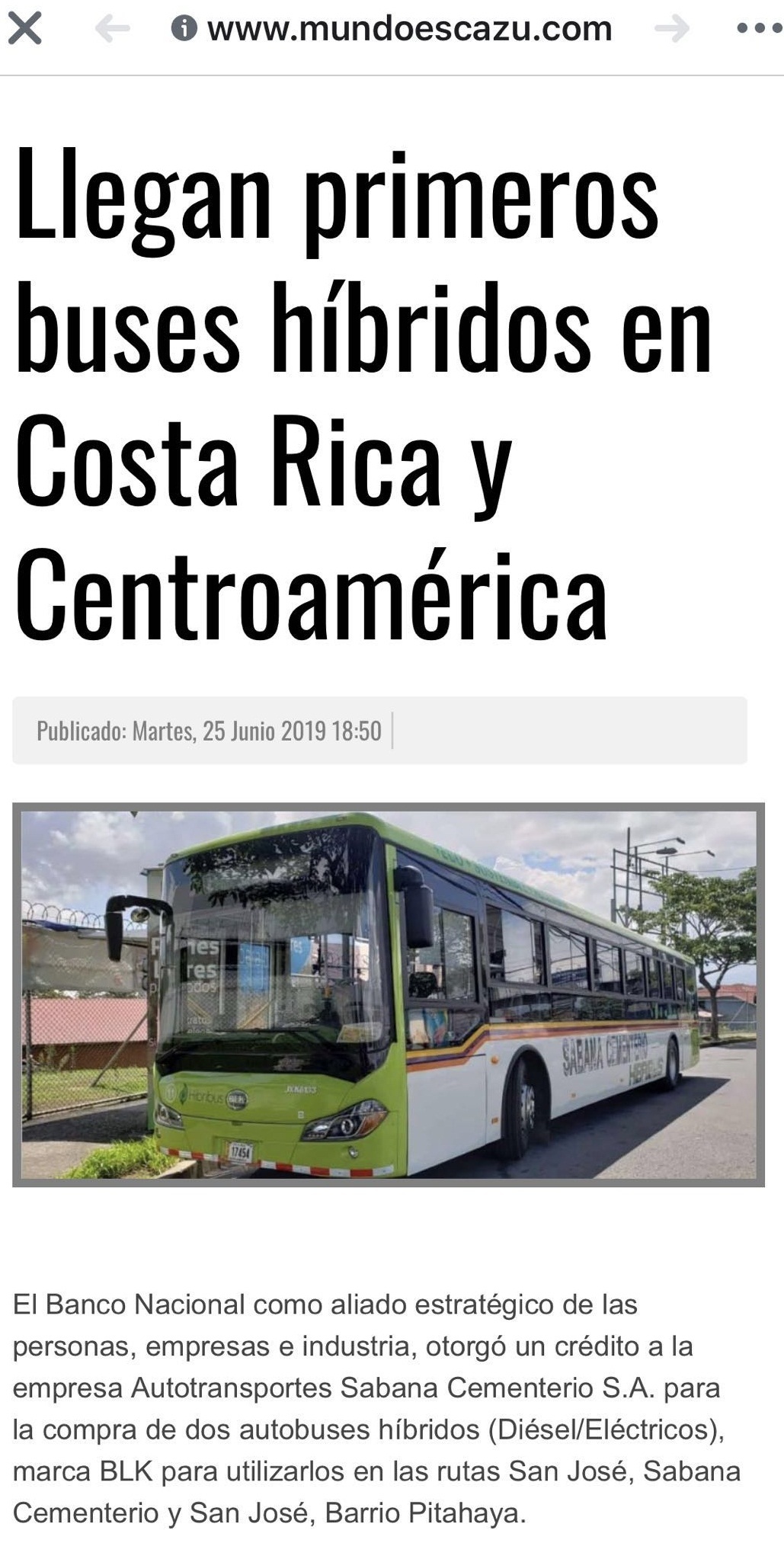 BLK HYBRID BUSES DEBUT IN CENTROAMERICA