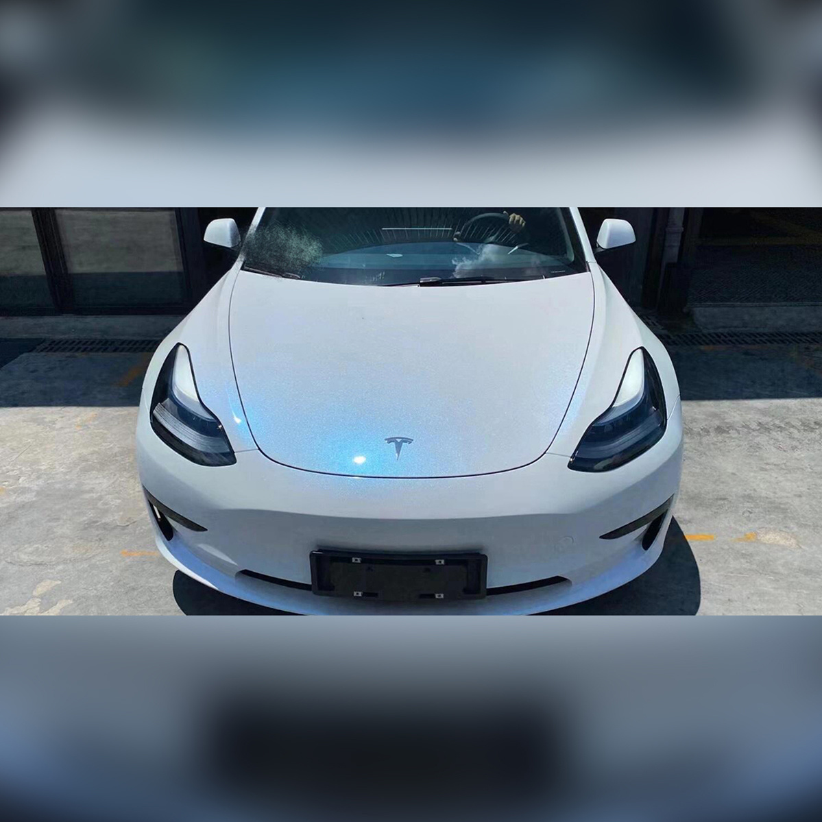 White Iridescent Blue