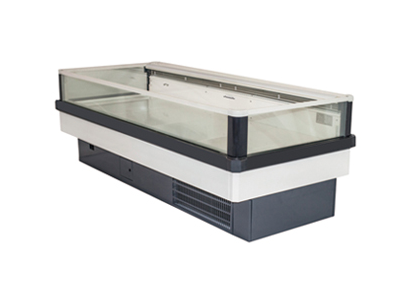 Flat refrigerated display cabinet (double temperature free switching)