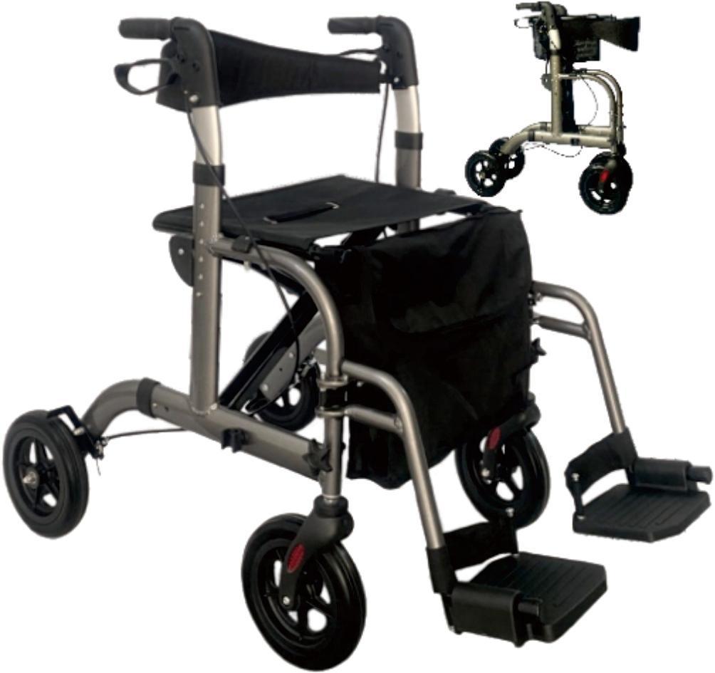 Aluminum 2 In 1 Transport Rollator