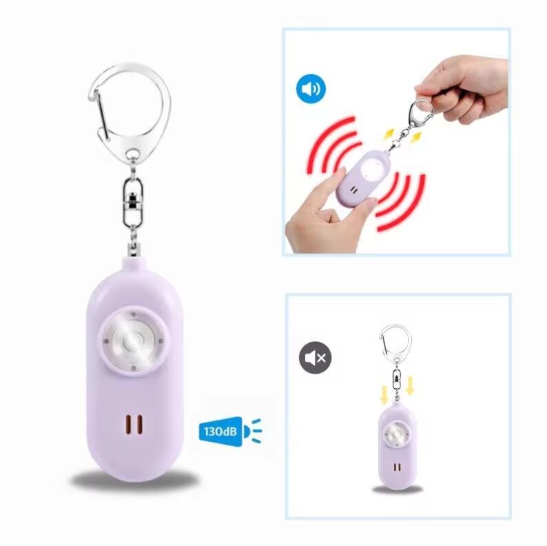 A small personal safety keychain alarm designed for women, 130 decibels, with LED lights