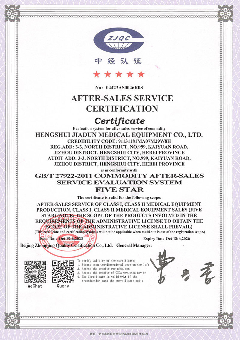 After-sales service certification