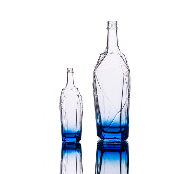 B0323-750 Blue painted 750ml spirits glass bottle