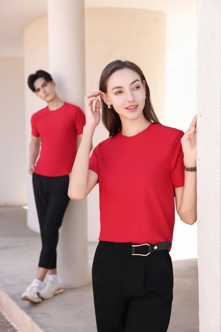 Dynamic beading ice silk fabric quick-drying round neck T-shirt Dynamic beading ice silk fabric quick-drying round neck T-shirt