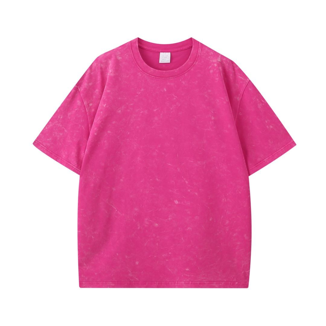 Wax-resist dyeing, washed, snowflake-patterned, round-neck T-shirt Wax-resist dyeing, washed, snowflake-patterned, round-neck T-shirt