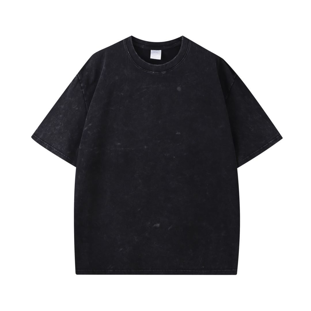 Wax-resist dyeing, washed, snowflake-patterned, round-neck T-shirt Wax-resist dyeing, washed, snowflake-patterned, round-neck T-shirt