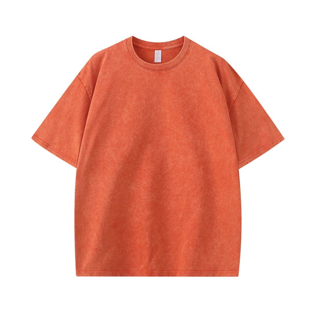 Wax-resist dyeing, washed, snowflake-patterned, round-neck T-shirt Wax-resist dyeing, washed, snowflake-patterned, round-neck T-shirt