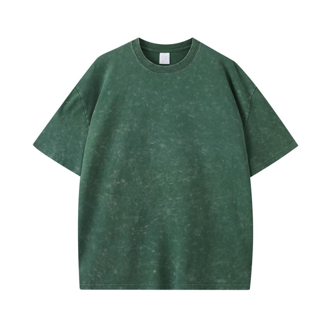 Wax-resist dyeing, washed, snowflake-patterned, round-neck T-shirt Wax-resist dyeing, washed, snowflake-patterned, round-neck T-shirt