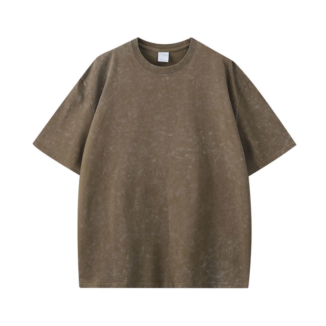 Wax-resist dyeing, washed, snowflake-patterned, round-neck T-shirt Wax-resist dyeing, washed, snowflake-patterned, round-neck T-shirt