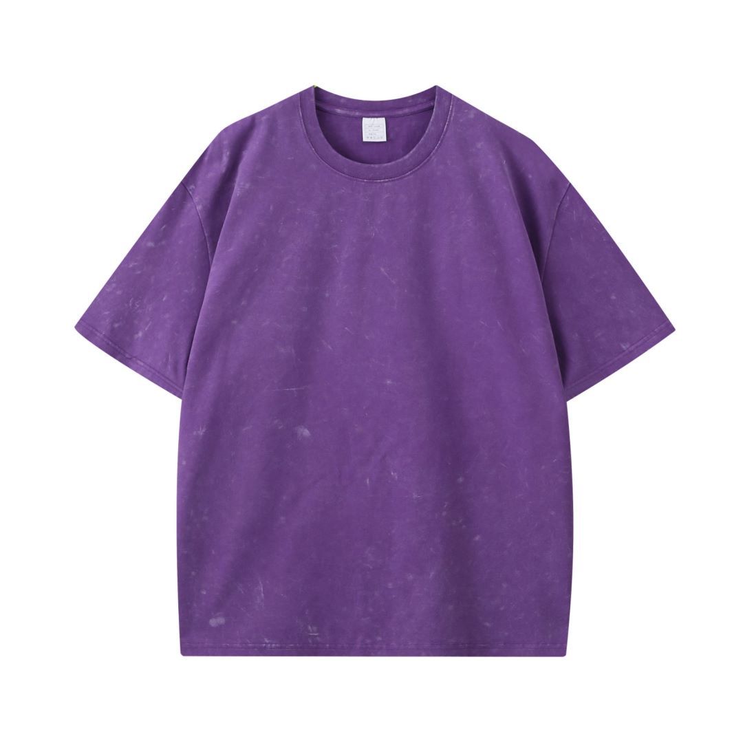 Wax-resist dyeing, washed, snowflake-patterned, round-neck T-shirt Wax-resist dyeing, washed, snowflake-patterned, round-neck T-shirt