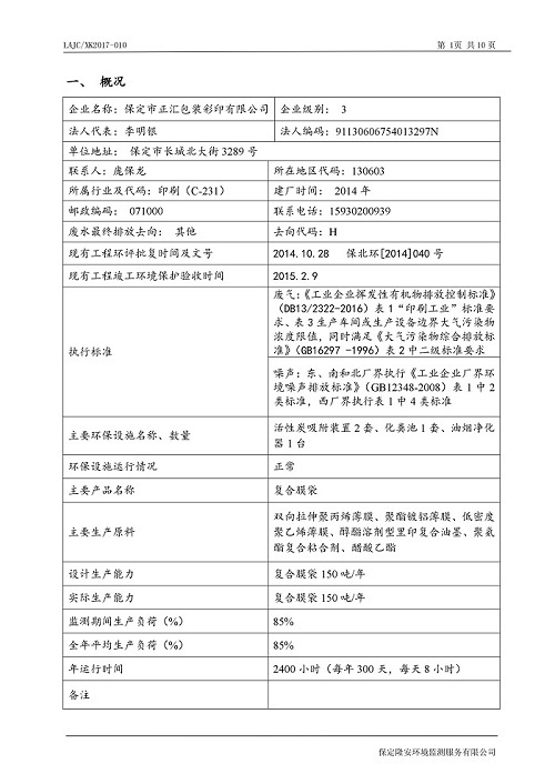 环保证书