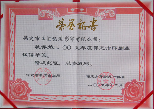 荣誉证书2009