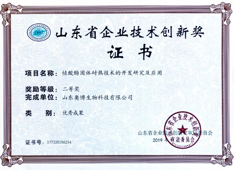 Shandong Enterprise Technology Innovation Award