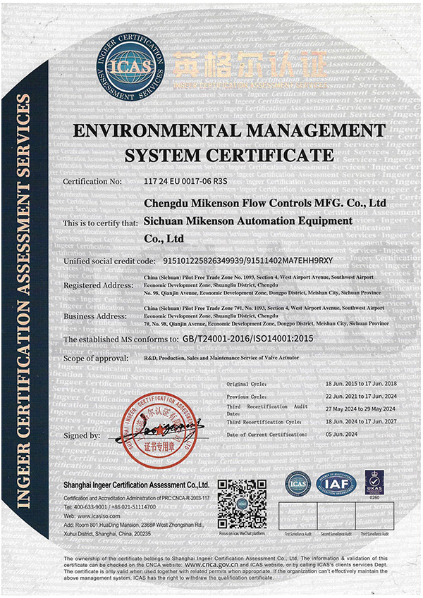 Environmental management system certification