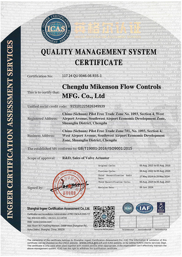 Quality management system certification