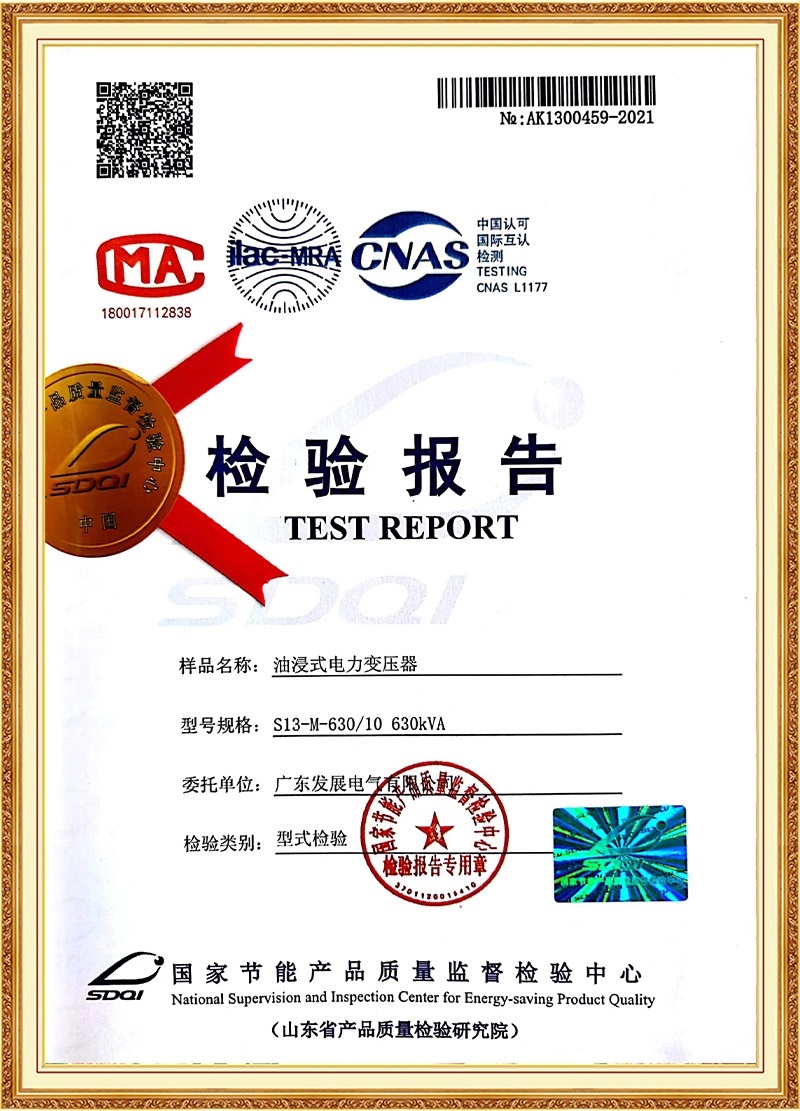 油浸式变压器检验报告