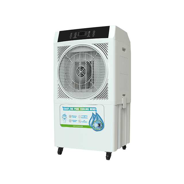 Manufacturer direct supply circular fan grill air outlet electric AC-powered evaporative air cooler with touching control panel