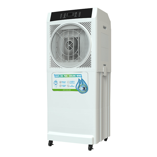 Floor standing strong wind 5000 m³/h airflow high quality ABS material evaporative water air cooler with touch control sensor panel