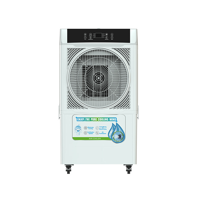 Multi-function three side honeycomb cooling pads touching control panel evaporative air cooler fan with 45 liters detachable water capacity