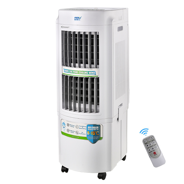 Indoor two air inlets mobile 100W 30 liters detacheable large water tank remote control portable evaporative AC air cooler