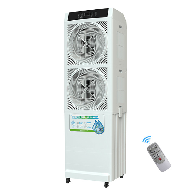 New arrival model ultra-silent fan portable evaporative water honeycomb cooling system air cooler with touching remote control sensor panel
