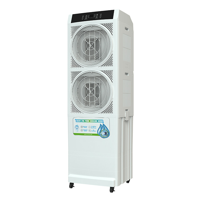 Commercial 1.52m tall design touching remote control sensor four wind speeds adjustable evaporative water ar cooler fan with heightened pedestal