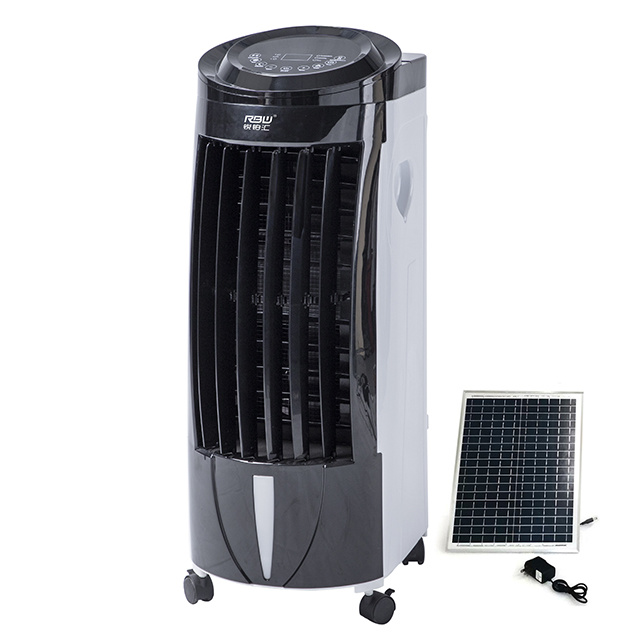 LED touching control panel honeycomb cooling pads solar charging portable evaporative DC air cooler with 15 liters water tank
