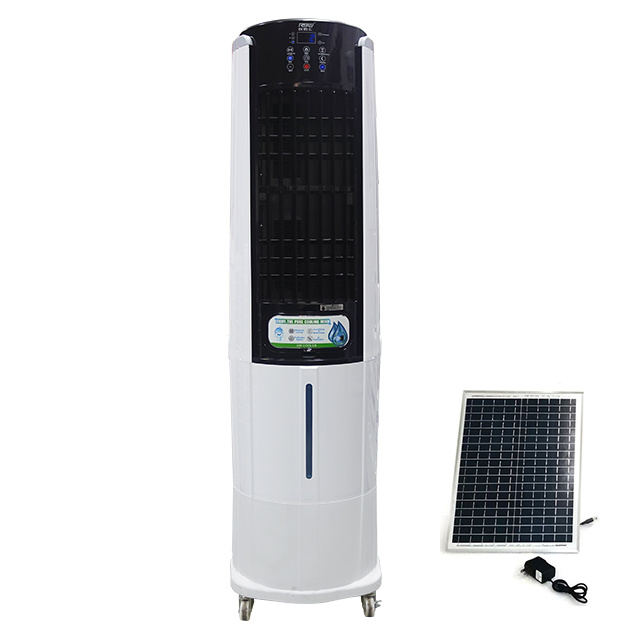 Household and commercial use 1.5m tall design 45 liters detachable water tank ionizer purifier evaporative DC 24 volt air cooler fan