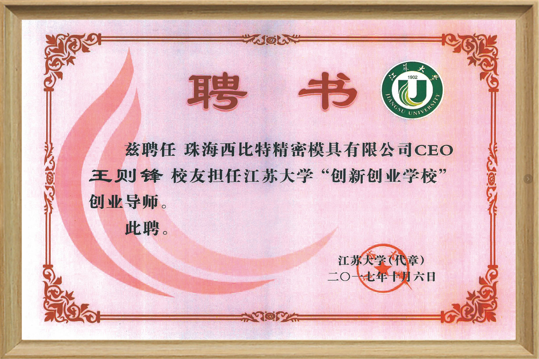Entrepreneurship Mentor of Jiangsu University's Innovation and Entrepreneurship School