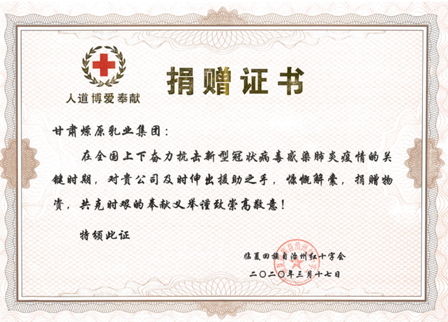 紅十字會捐贈證書