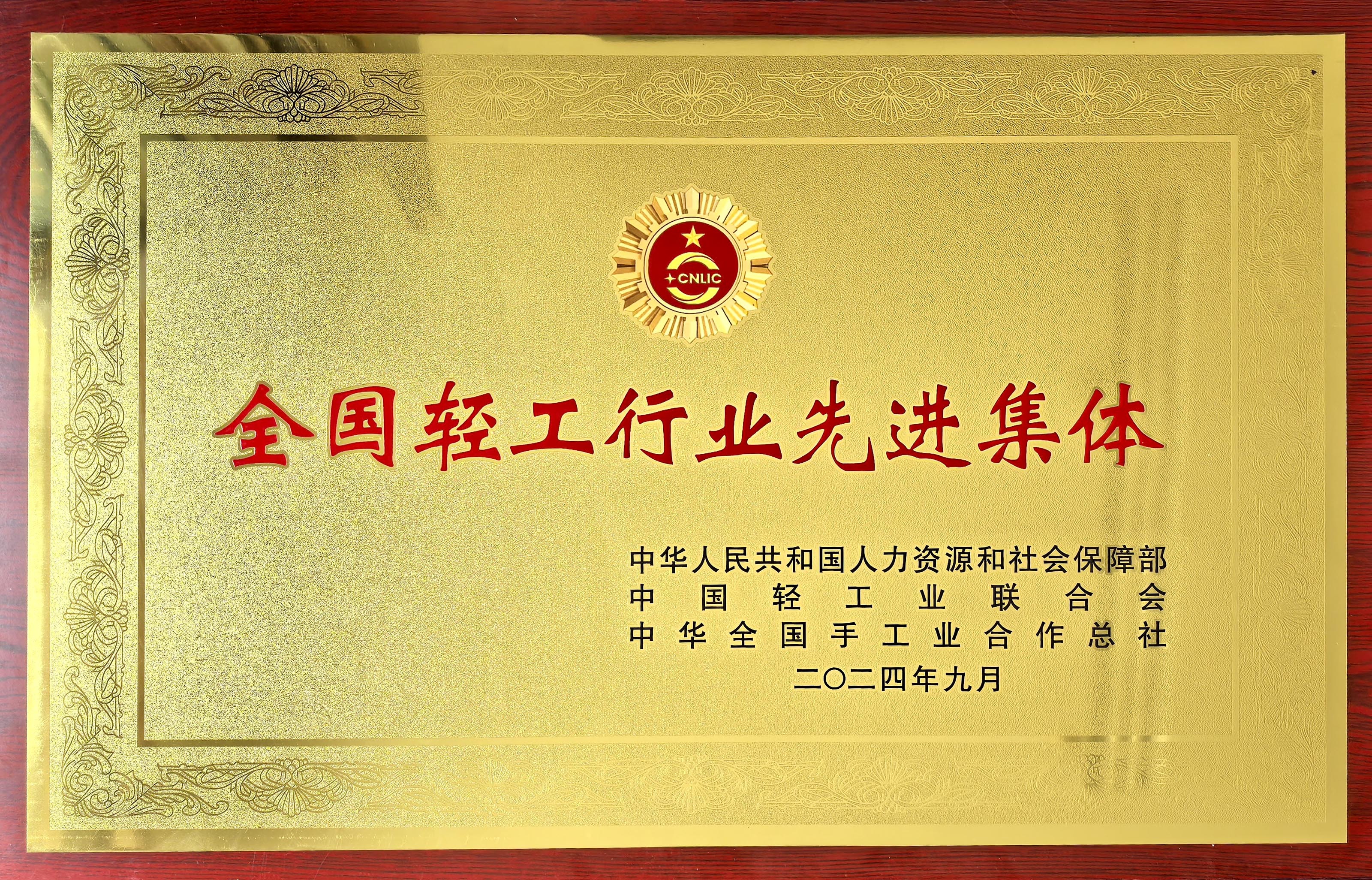 全國(guó)輕工行業(yè)先進(jìn)集體 全國(guó)輕工行業(yè)先進(jìn)集體