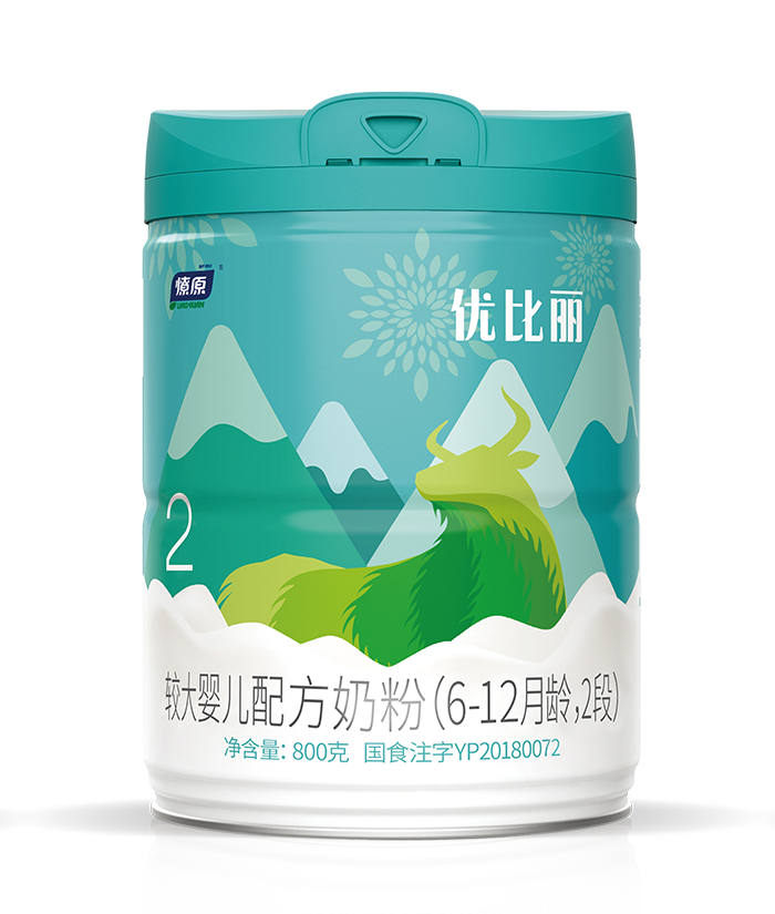 優(yōu)比麗較大嬰兒配方奶粉2段800g