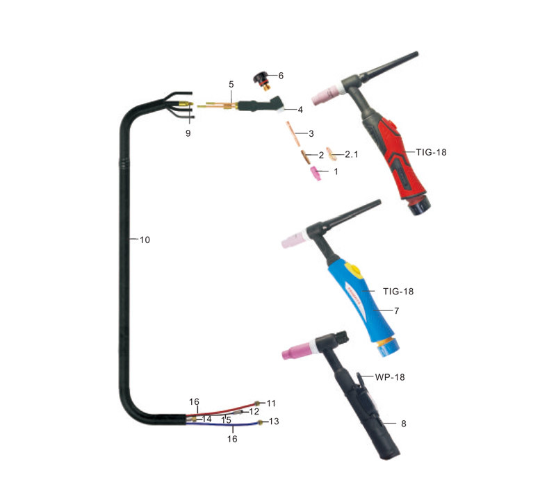 TIG-18/WP-18 Water Cooled Argon Arc Weldingtorch